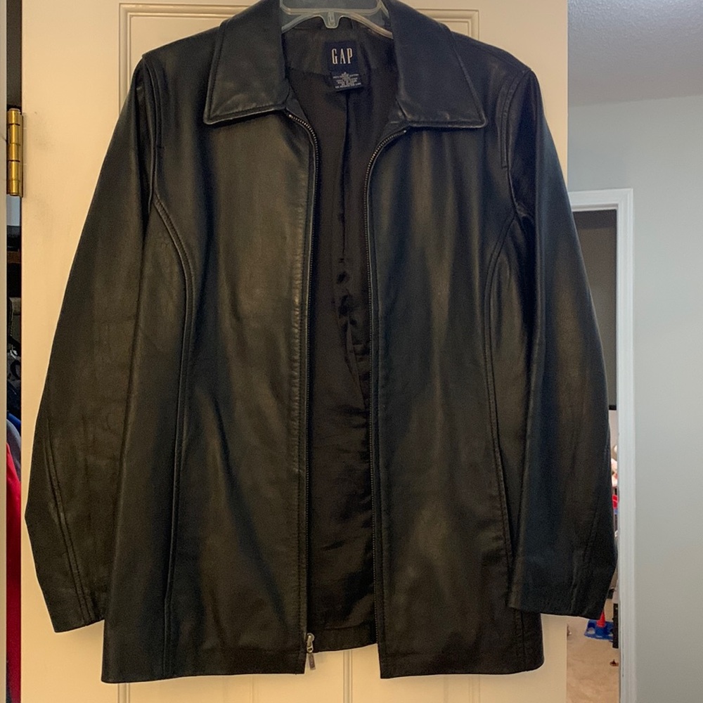 Gap black leather jacket
